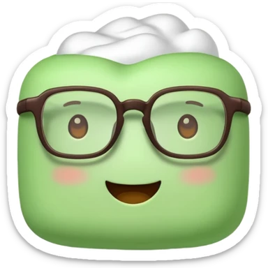 green marshmallow with glassess, just marshmallow sticker