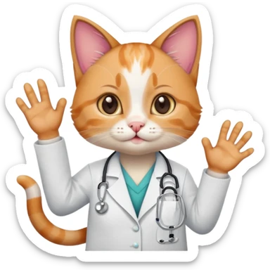 cute doctor kitten with paws up sticker