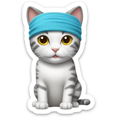cat wearing a sweatband sticker