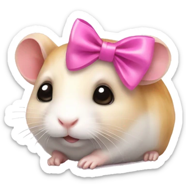 Hamster with a pink bow sticker