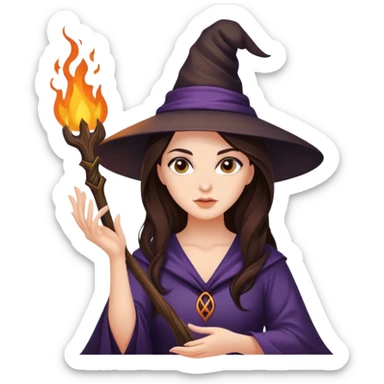 Beautiful brunette doing Witch craft sticker