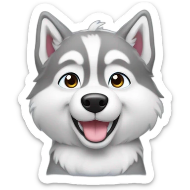 A silver husky dog being cute and the thumbs ub sticker