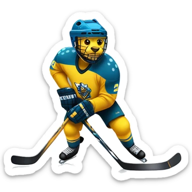 Yellow spotted Panther playing icehockey sticker