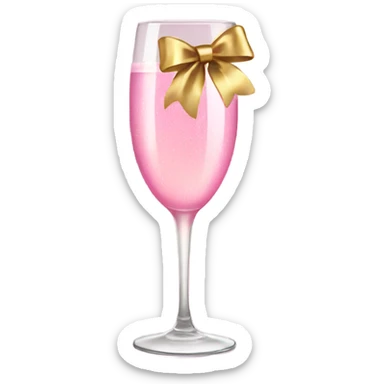 Pink champagne glass with gold bow sticker