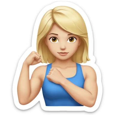 blonde long straight hair young women show biceps emoji sticker
