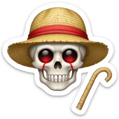Luffy straw hat logo but.his head is a skull and the line in the hat is red without a hair and a completely black eyes sticker