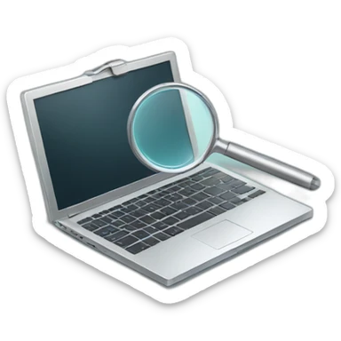 laptop with a magnifying glass sticker