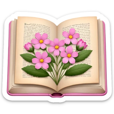 herbarium book with pink and flowers in each page  sticker