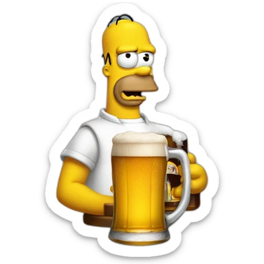 Homer qui boit une bière sticker