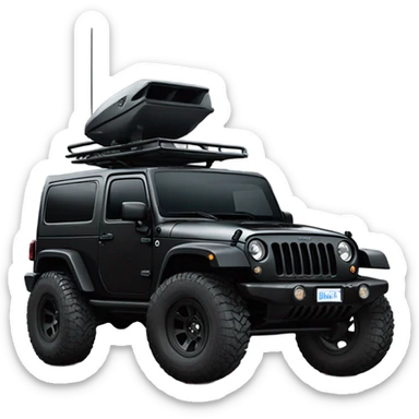 Black Jeep wrangler modded with lift and snorkel all black sticker