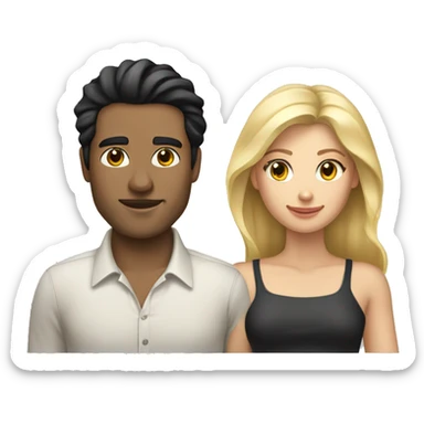 Caucasian man black hair, Caucasian woman blonde hair, couple sticker