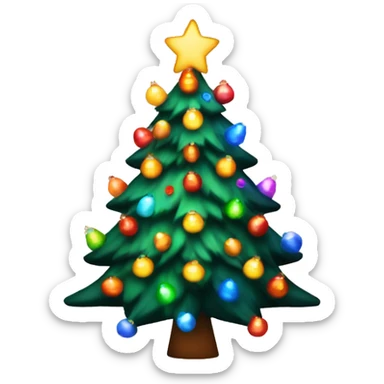 90s Christmas tree with colorful lights  sticker