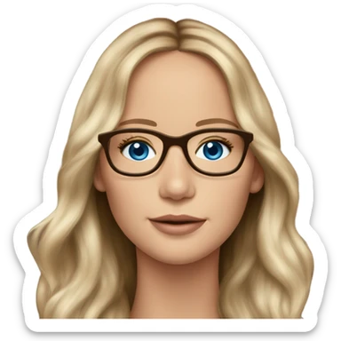 Photo Jennifer Lawrence with blue eyes glasses and long chocolate hair sticker