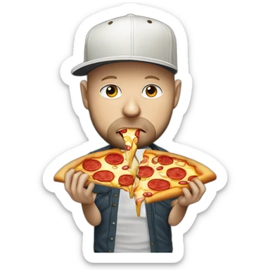 Fred Durst from Limp Bizkit eating a slice of pizza sticker