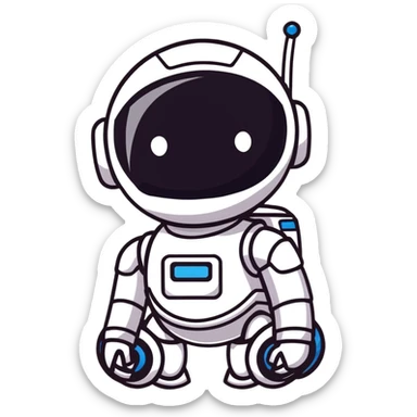cute robot kid avatar with friendly face sticker