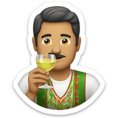 mexican man drinking white wine sticker