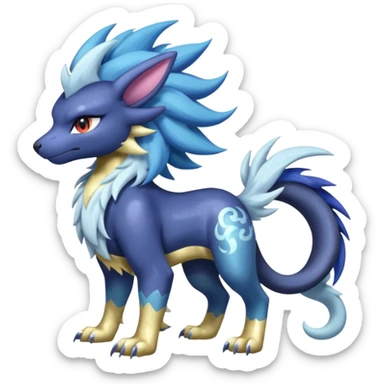 Shiny Sunny furry scaly painted Asian pastel-gradient Absol-Solgaleo-Luxray-Suicune-fusion sticker