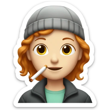 girl with ginger hair smoking sticker