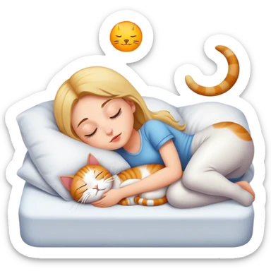 a white girl sleep with a cat sticker