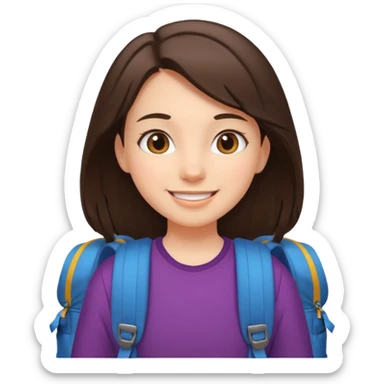 Brunette girl exploring sticker