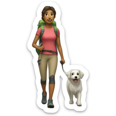 woman hiking with dog sticker