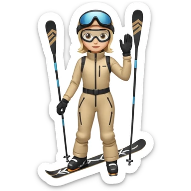 skier with poles full body on the snow sticker