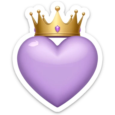 Light Purple Heart with a crown on it  sticker