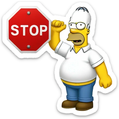 homer simpson holding stop sign sticker