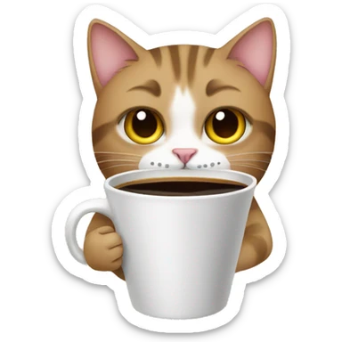 Cat with coffee sticker