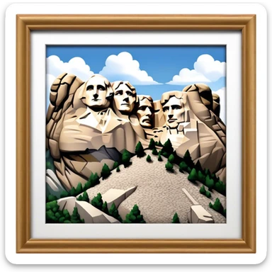 Mount Rushmore Landmark Emoji – Displaying the carved faces of four U.S. presidents in the granite mountainside. sticker