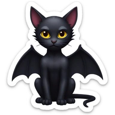 Black-Vampire-Batty-Cat-Fakémon-Cat With Bat-wings as ears  sticker