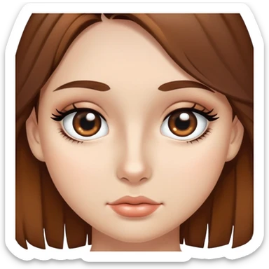 A girl with brown hair, black eyes, and cream skin with moles around her eyes. sticker