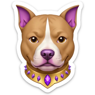 Pitbull w/ gold collar, purple spikes headshot sticker