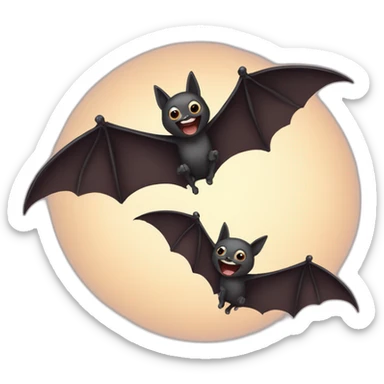 flying bat with baby bat sticker