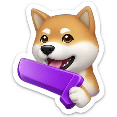 Shiba Inu destroying purple handle sticker