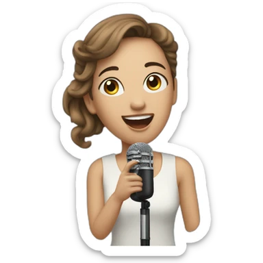 Camille Griselin sings with a microphone sticker