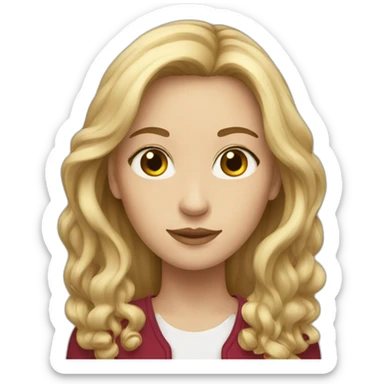 white women with long hair ruby color sticker