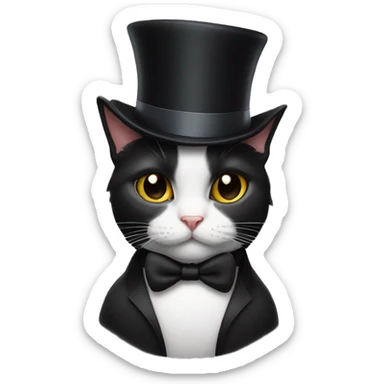 Tuxedo cat wearing a top hat  sticker