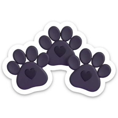 two black puppy paws with a black heart around them sticker