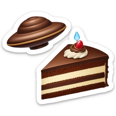 piece of cake being stolen by flying ufo  sticker