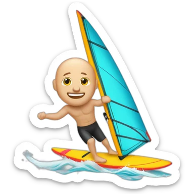 bald windsurfer sticker