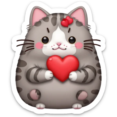Pusheen cat red heart kawaii cute sticker