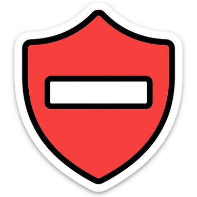 stylized shield stop icon, red fill with white stripe, no text sticker
