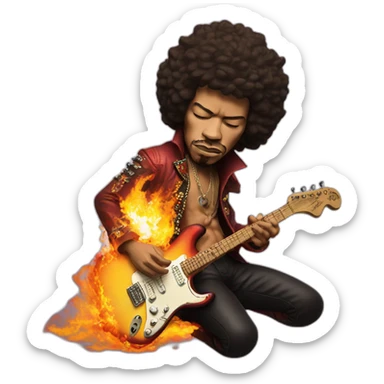 jimi hendrix lighting guitar on fire sticker
