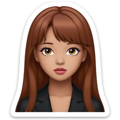 Lisa from BLACKPINK in brown hair with bold makeup sticker