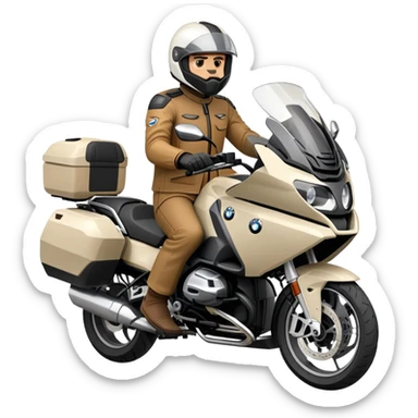 BMW RT1200 touring motorcycle with rider sticker