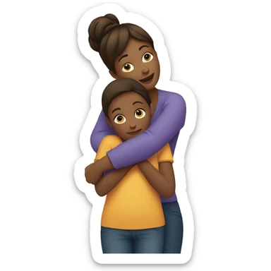 Mom and daughter hugging sticker