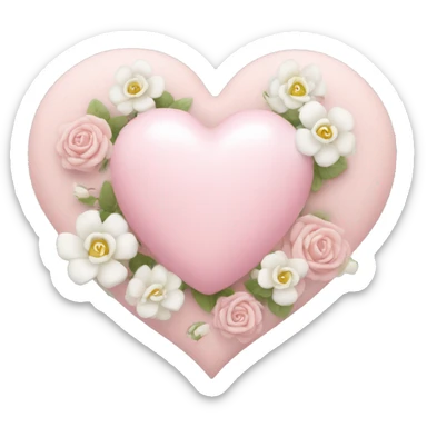 Baby pink heart with white rose flowers around it sticker