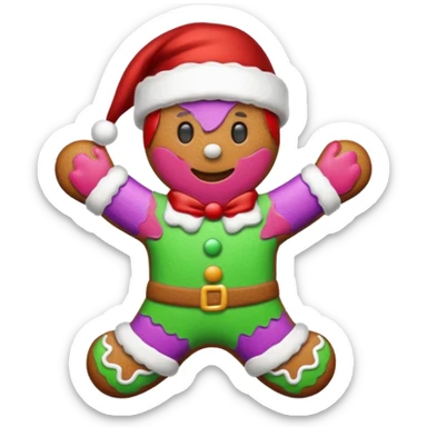 christmas gingerbread man with santa hat sticker