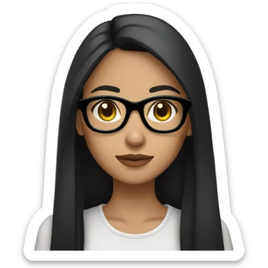 brunette girl with black frame glasses long straight black hair sticker